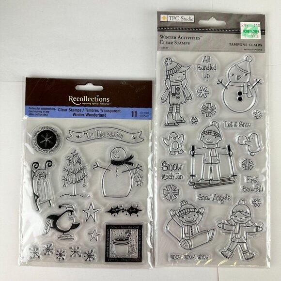 Recollections & TPC Studio Winter Wonderland & Activities Clear Stamps Bundle - Picture 1 of 3